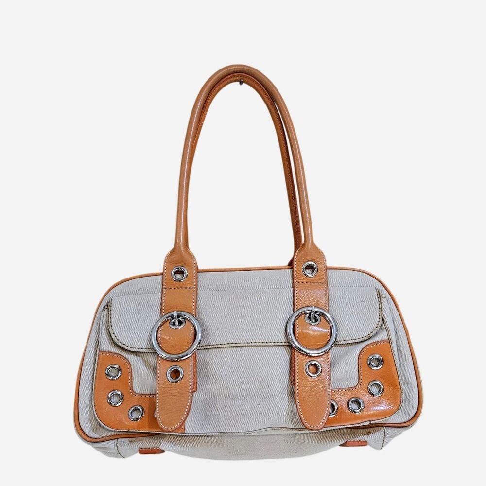 y2k mcbling boho beige orange leather straps shoulder bag